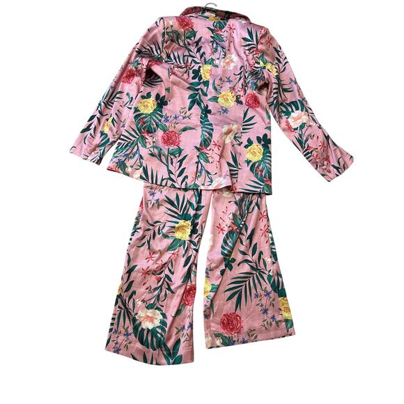 Rachel Zoe Women’s Suit Set Pink Floral Tropical Size Large Blazer NWT - Picture 3 of 12